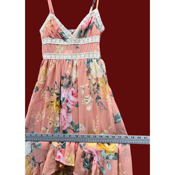 Rue 21 - Women's Summer Sleeveless High Low Hem Ruffle Floral Dress - Pink - XS - Picture 5 of 16